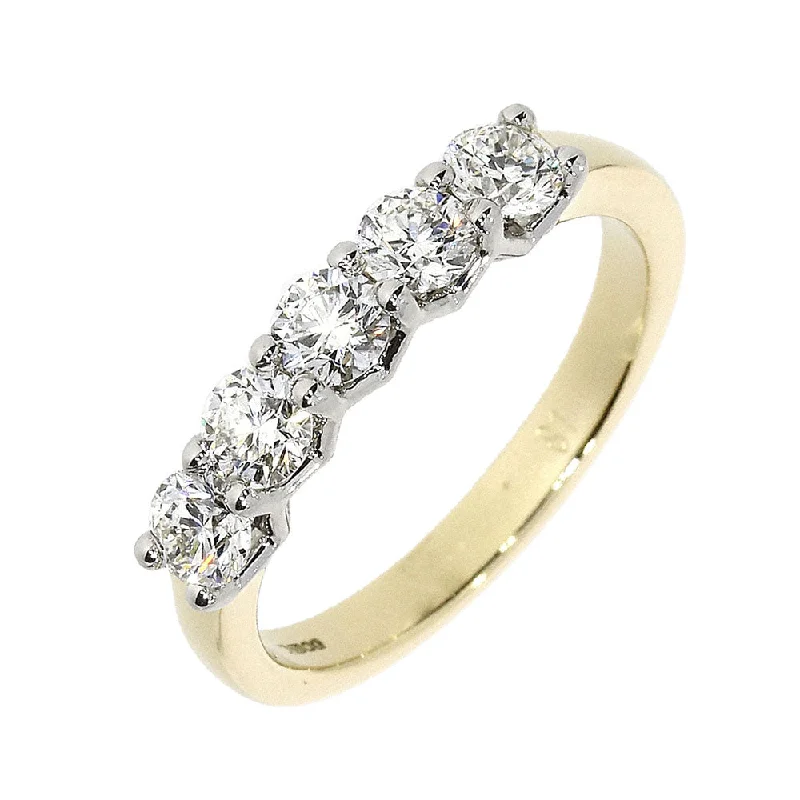 Diamond Rings with Double Bands for Stylish Design-18ct Yellow Gold Five Stone Diamond .82ct Eternity Ring