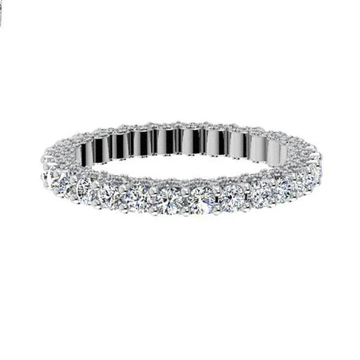 Diamond Rings with Sapphire Pairing for Brilliance-18k White Gold Diamond Eternity Ring 1.50 cts