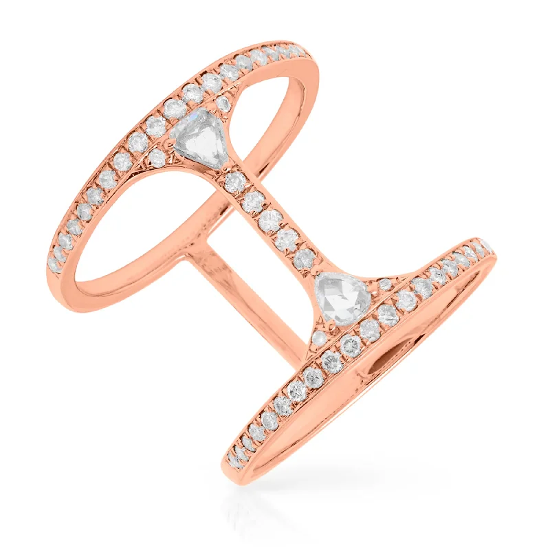 Rings perfect for kids with playful stones -18KT Rose Gold Diamond H Deux Ring