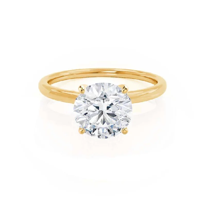 Round Diamond Rings for Traditional Style-LULU - Round Diamond Petite Solitaire 18k Yellow Gold Engagement Ring