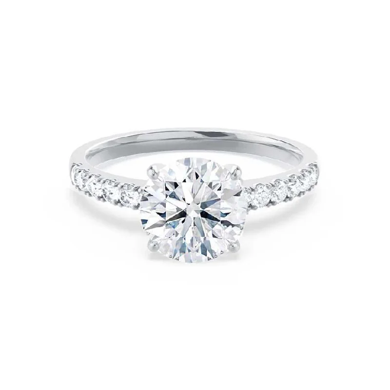 Hypoallergenic Diamond Rings for Sensitive Skin-GISELLE - Round Diamond Solitaire  18k White Gold Engagement Ring