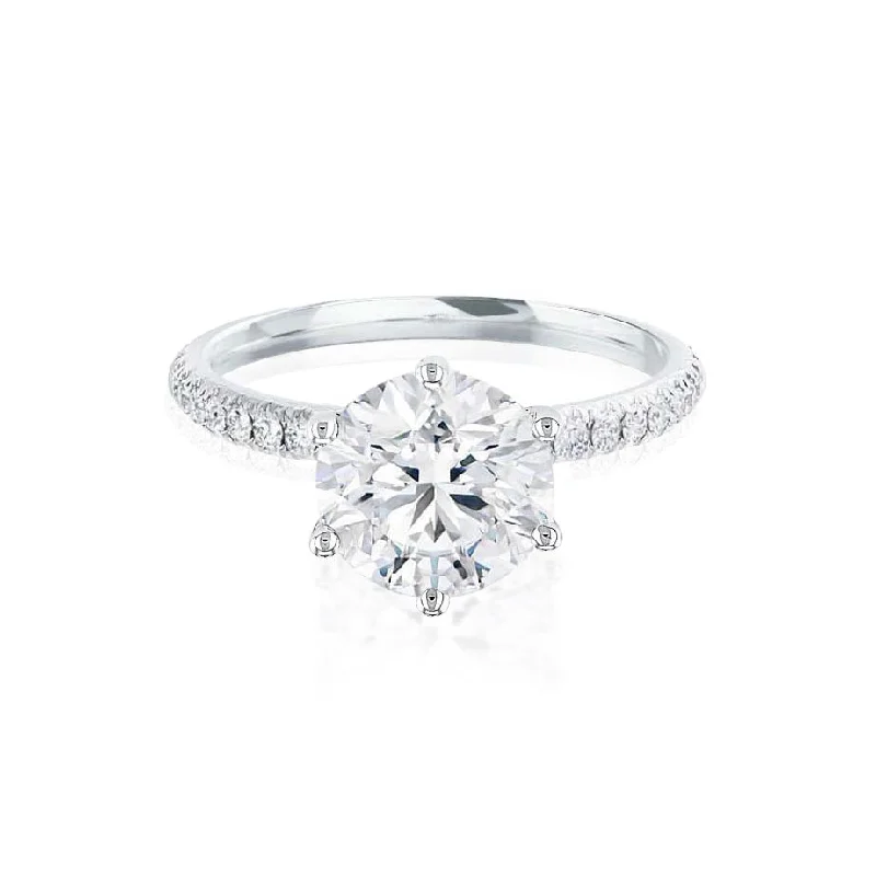 Diamond Rings for Kids' Delight-LILLIE LUXE - Round Diamond Shoulder Set Platinum 950 Engagement Ring