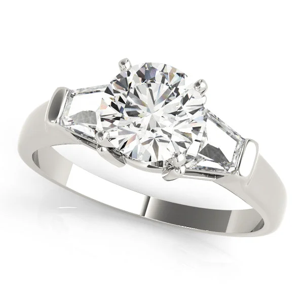 Marquise Cut Diamond Rings for Sophisticated Appeal-14K White Gold Three Stone Round Shape Diamond Engagement Ring