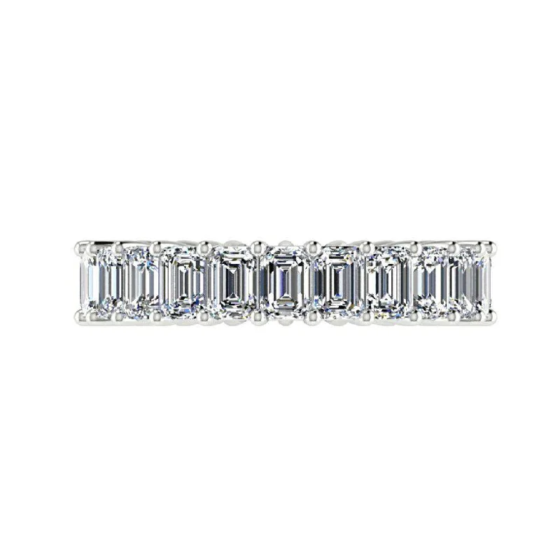 Diamond Rings for Designers' Inspiration-Emerald Cut Diamond Eternity Ring 18K Gold (3.68 ct. tw.)