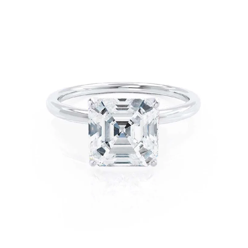 Diamond Rings with Sapphire Pairing for Brilliance-LULU - Asscher Diamond Petite Solitaire Platinum 950 Engagement Ring