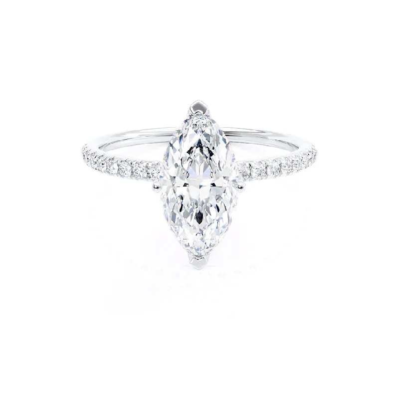 Diamond Rings for Wedding Day-MACY - Marquise Diamond Petite Solitaire Platinum 950 Engagement Ring