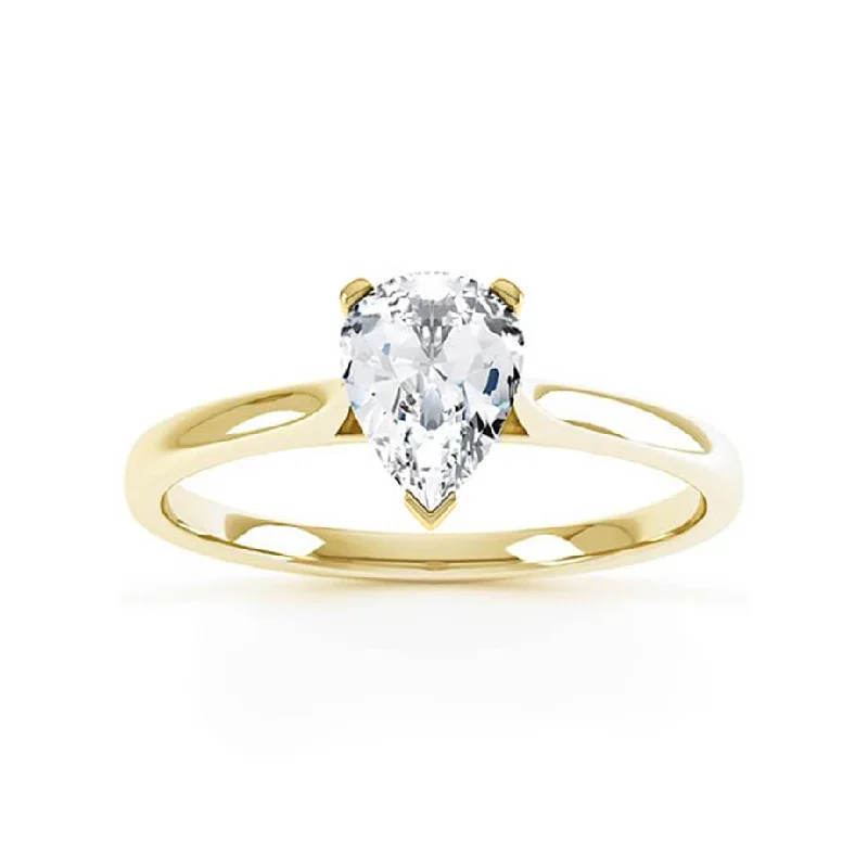 Diamond Rings for Nurses' Elegance-SLOANE - Pear Diamond Solitaire 18k Yellow Gold Engagement Ring