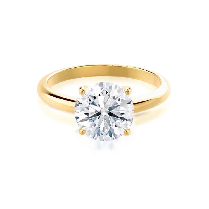 Handmade Diamond Rings for Artisanal Touch-GRACE - Round Diamond Solitaire 18k Yellow Gold Engagement Ring