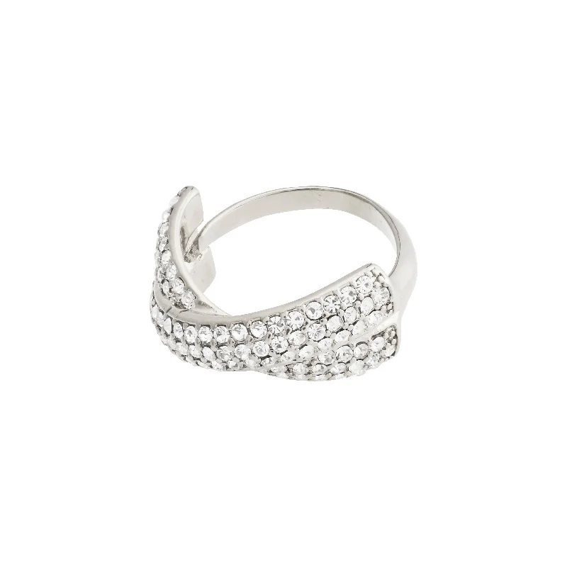 Rings featuring pearls for classic finger grace -EDTLI crystal ring silver-plated