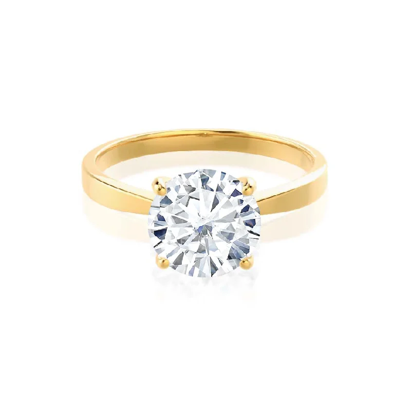 Diamond Rings for Christmas Present-LOTTIE - Round Diamond 4 Prong Tulip Solitaire 18k Yellow Gold Engagement Ring