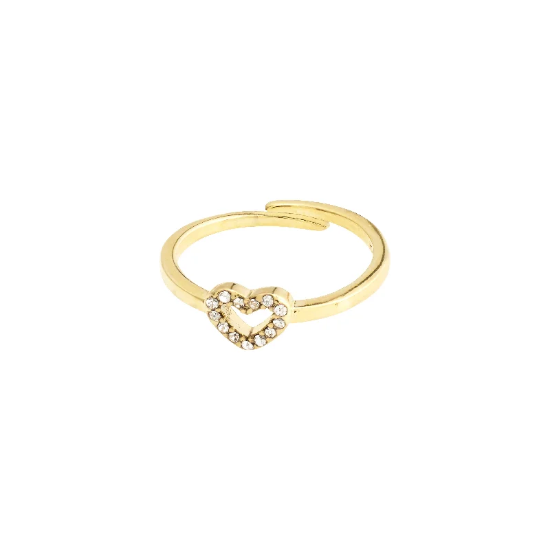 Tiny rings ideal for delicate finger detailing -LULU crystal heart stack ring gold-plated