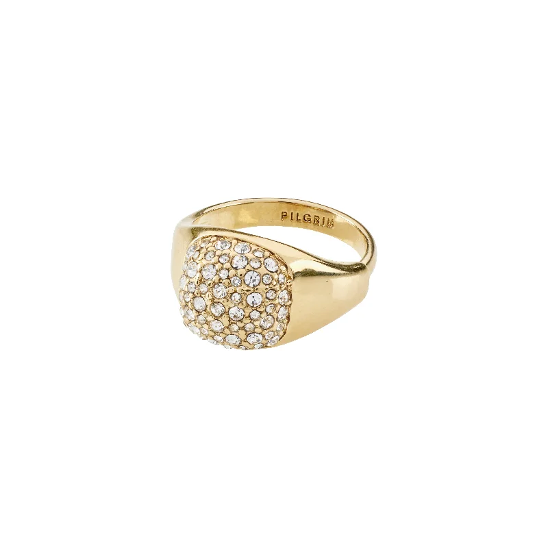 Sleek rings with floating stones for modernity -CINDY crystal ring gold-plated