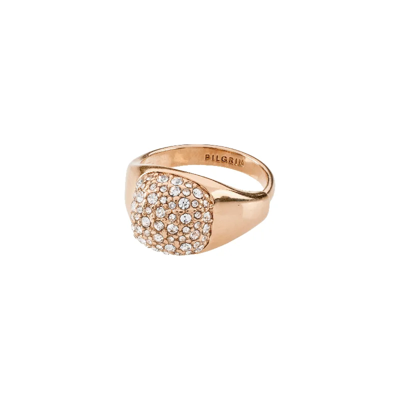 Rings inspired by nature with floral gems -CINDY crystal ring rosegold-plated