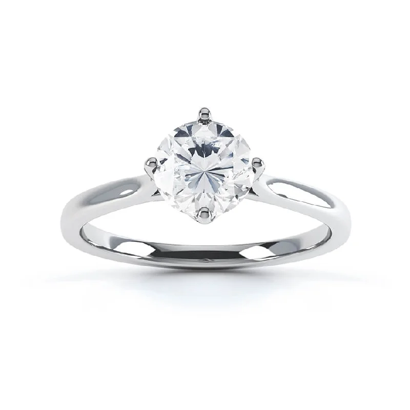 Diamond Rings for Anniversary Celebration-JUNIPER - Round Diamond Solitaire 18k White Gold Engagement Ring