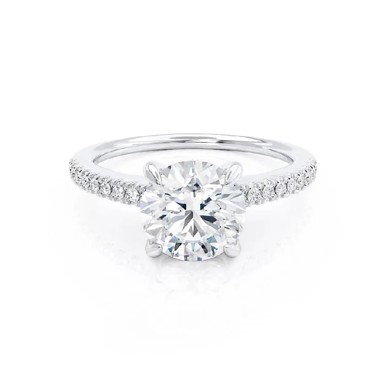 Diamond Rings for Athletes' Choice-CATALINA - Round Diamond Shoulder Set 18k White Gold Engagement Ring