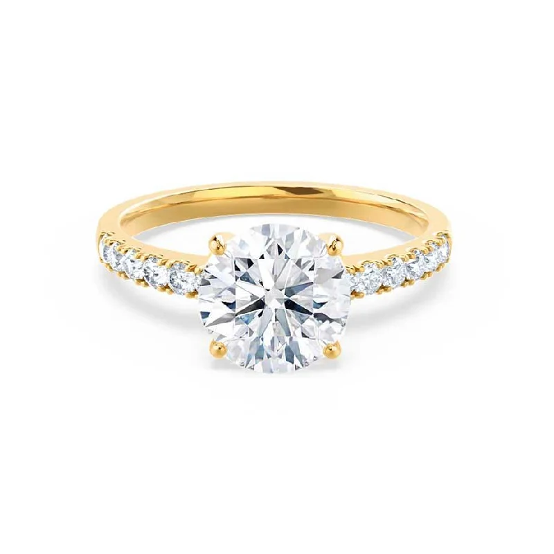 Diamond Rings for Special Occasions-GISELLE - Round Diamond Solitaire 18k Yellow Gold Engagement Ring