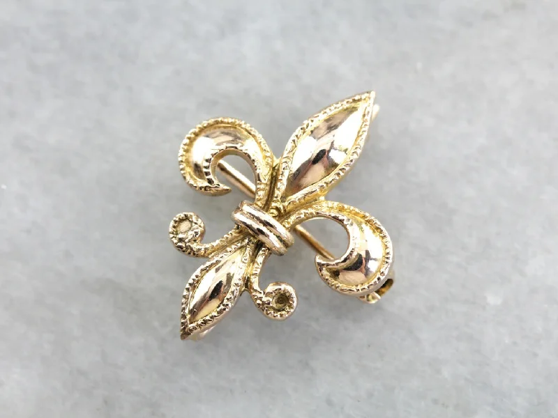 Brooches and pins perfect for events with shine -Antique Fleur de Lis Gold Brooch