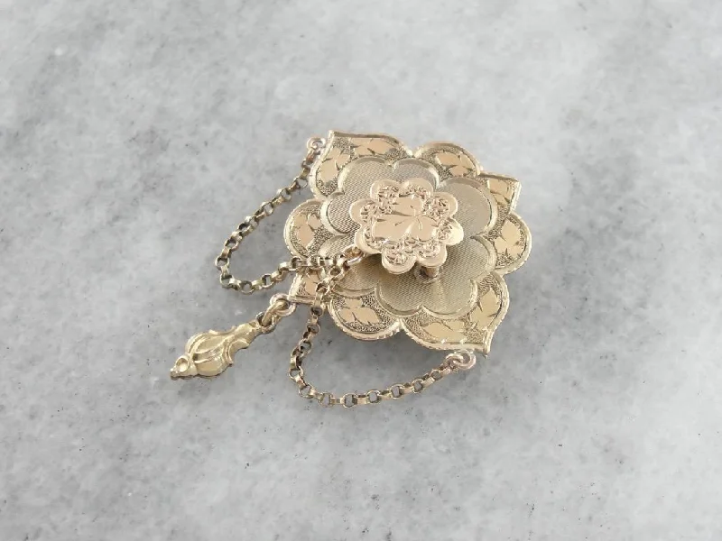 Brooches and pins perfect for thoughtful gift ideas -Antique Victorian Brooch, Ivy Leaf Motif, 1800's Gold