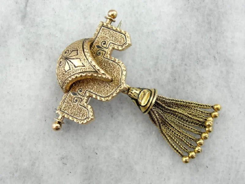 Bold brooches and pins with striking stone shapes -Antique Victorian Drop Tassel Brooch