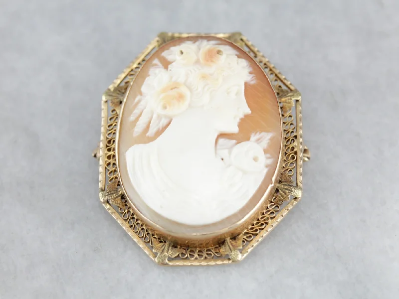 Brooches and pins perfect for kids with stones -Vintage Cameo Filigree Pendant or Brooch