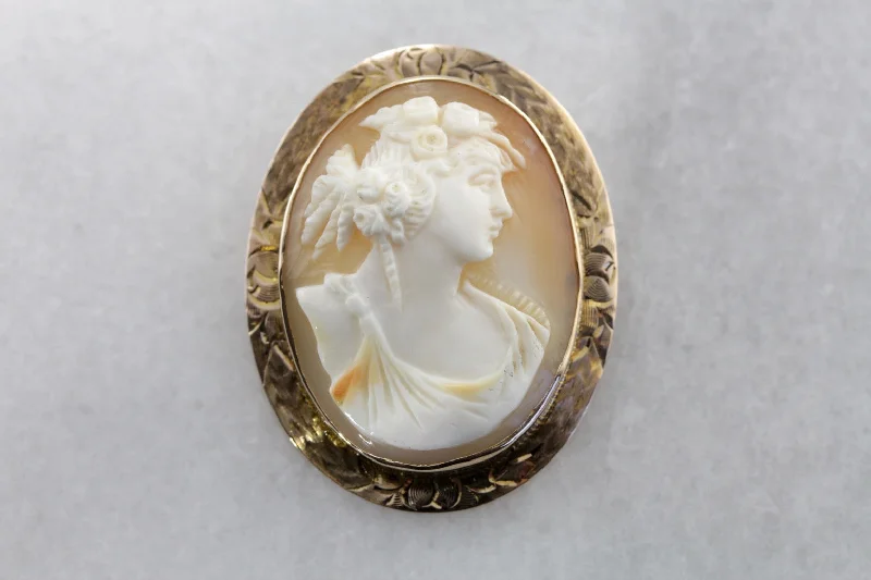 Budget brooches and pins under fifteen dollars -Art Nouveau Era Shell Cameo Pendant or Brooch