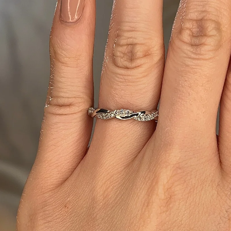 Diamond Rings with Filigree Bands for Delicate Detail-"Ayla" Micro Set 0.40ct Diamond Intertwined Shaped Eternity Ring ET57