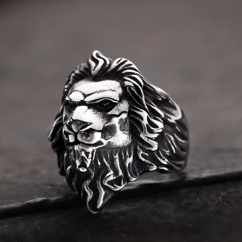 Rings perfect for mixing with slim bands -Baroque Lion Stainless Steel Ring