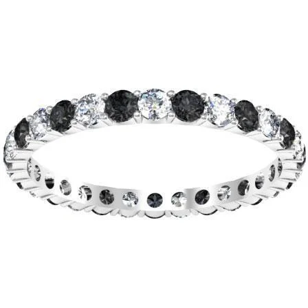 Diamond Rings with Ruby Companion for Color-Black and White Diamond Eternity Wedding Ring