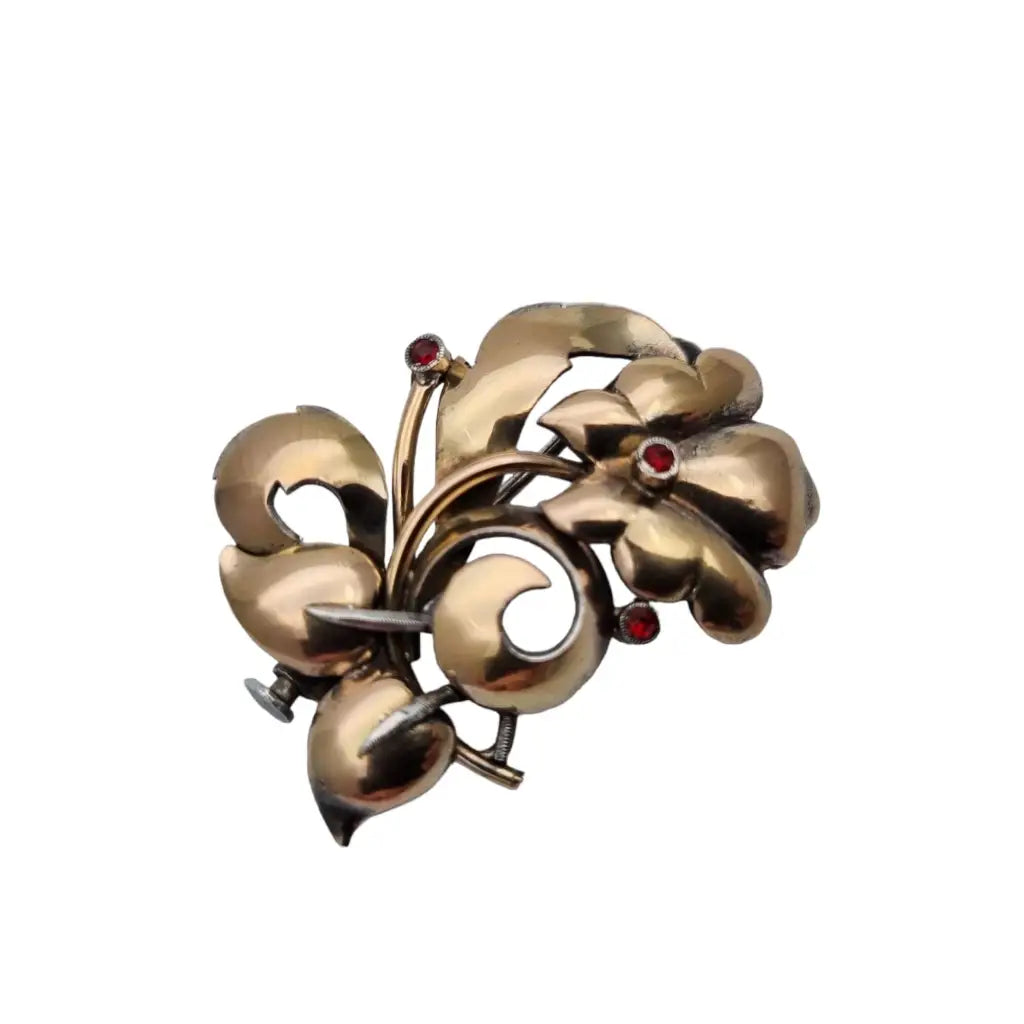 Quirky brooches and pins with offbeat stone style -Silver and gold bouquet brooch, flower pin brooch for women.