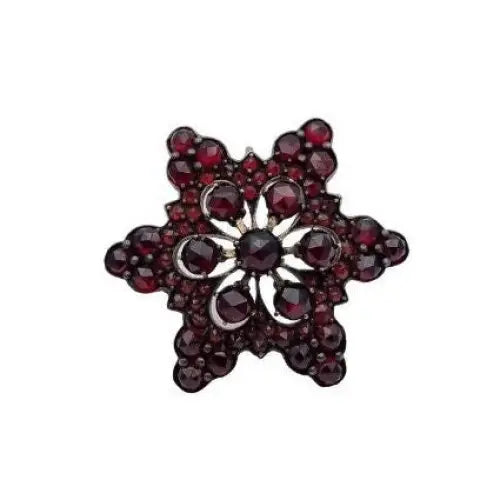 Brooches and pins perfect for teens with gems -Antique Victorian garnet brooch in silver gilt, snowflake flower.