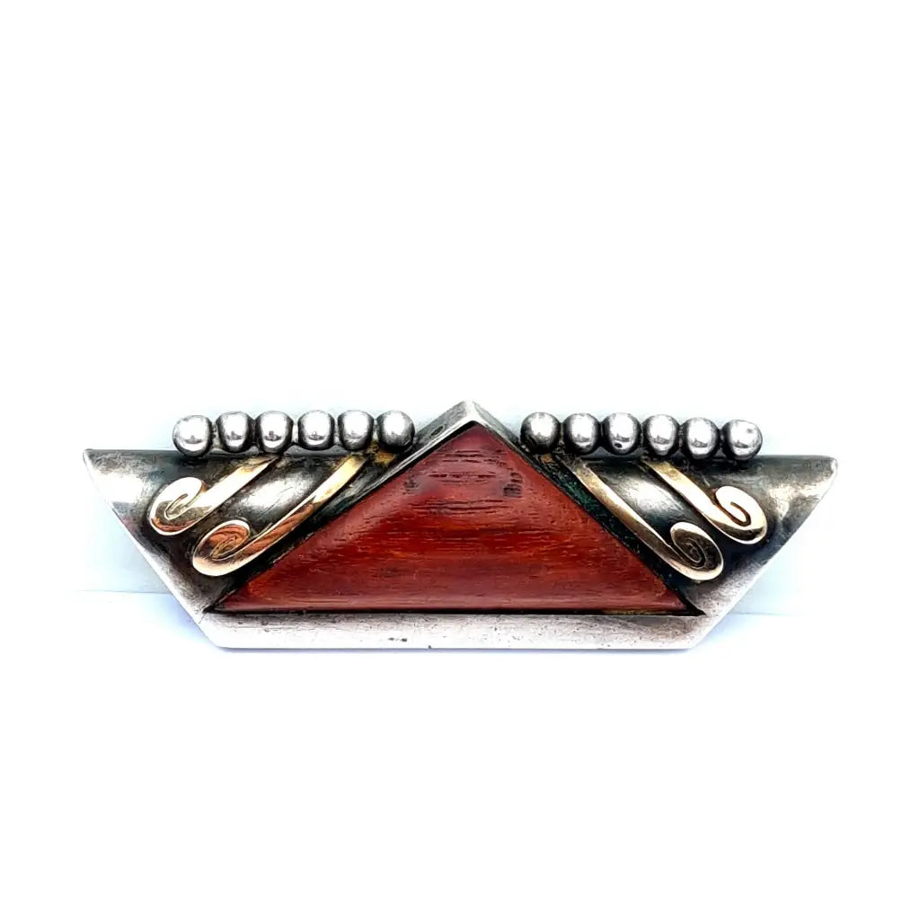 Adjustable brooches and pins for easy pinning fit -Silver art deco brooch, wood pin silver art deco style. Sxx, gifts.