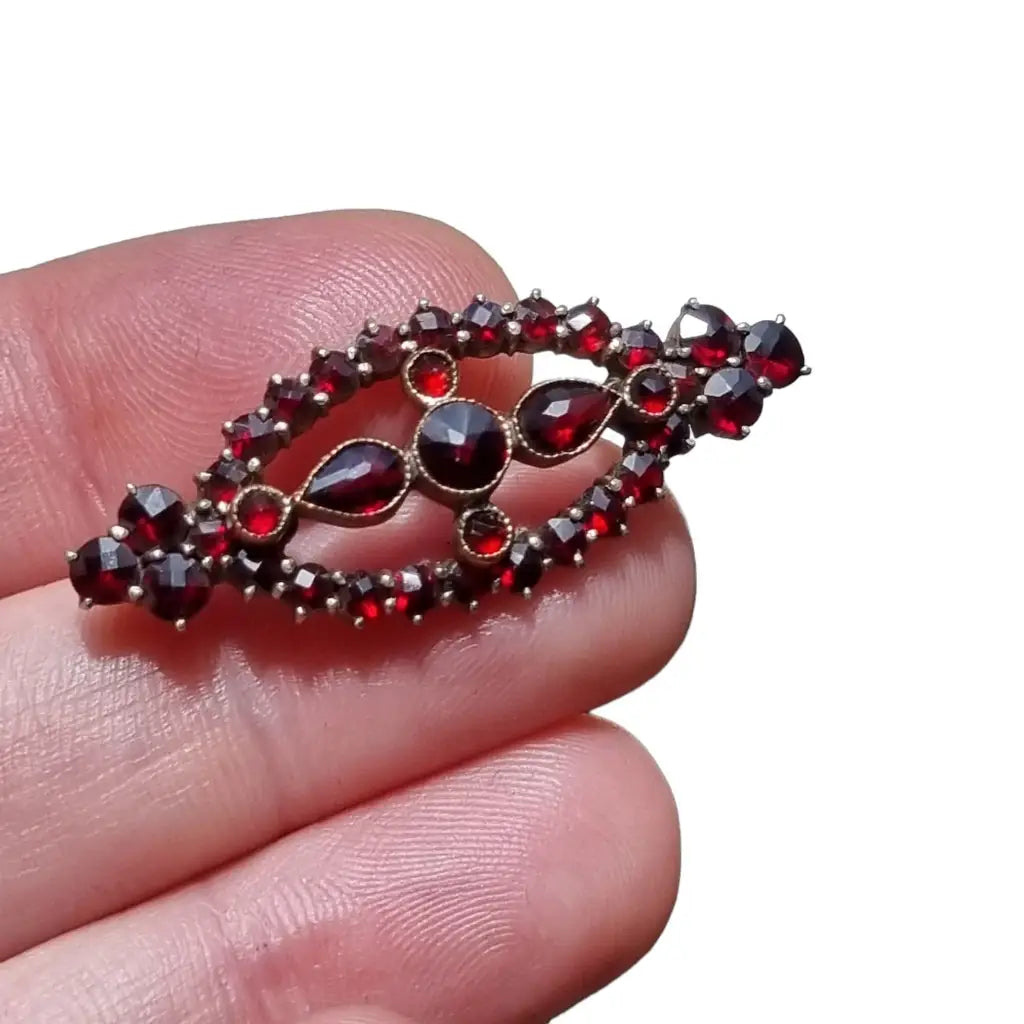 Budget brooches and pins under fifteen dollars -Victorian boho garnet brooch, antique jewelry, statement piece.