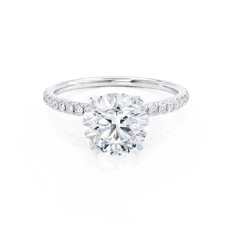 Diamond Rings for Writers' Appeal-MACY - Round Diamond Petite Pavé 18k White Gold Engagement Ring