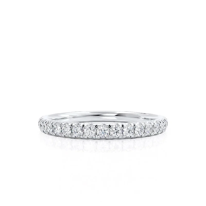 Diamond Rings with Braided Bands for Intricate Look-CECELIA - Ready to Ship Natural Diamond Micro Pavé 950 Platinum Eternity Wedding Band