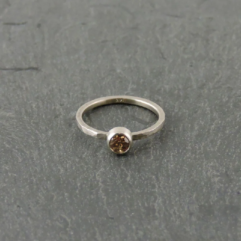 Diamond Rings for Nurses' Elegance-SALE! Gray Gold Ring with Champagne Diamond by EC Design