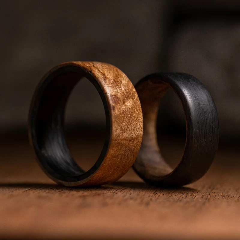 Slim rings for stackable finger style fun -Cherry Wood Carbon Fiber Ring