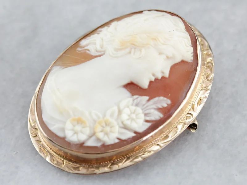 Brooches and pins inspired by deco stone glam -Antique Cameo Gold Brooch