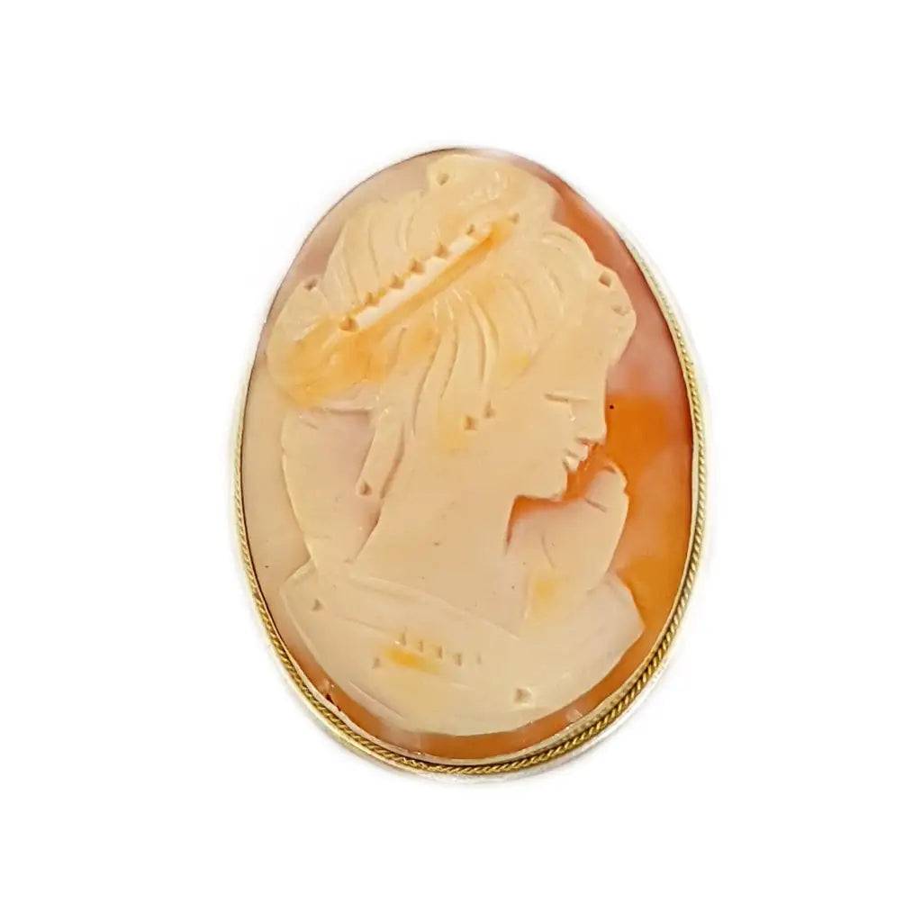 Quartz brooches and pins with clear stone elegance -Carved shell cameo pendant, antique brooch for women, hand carved.