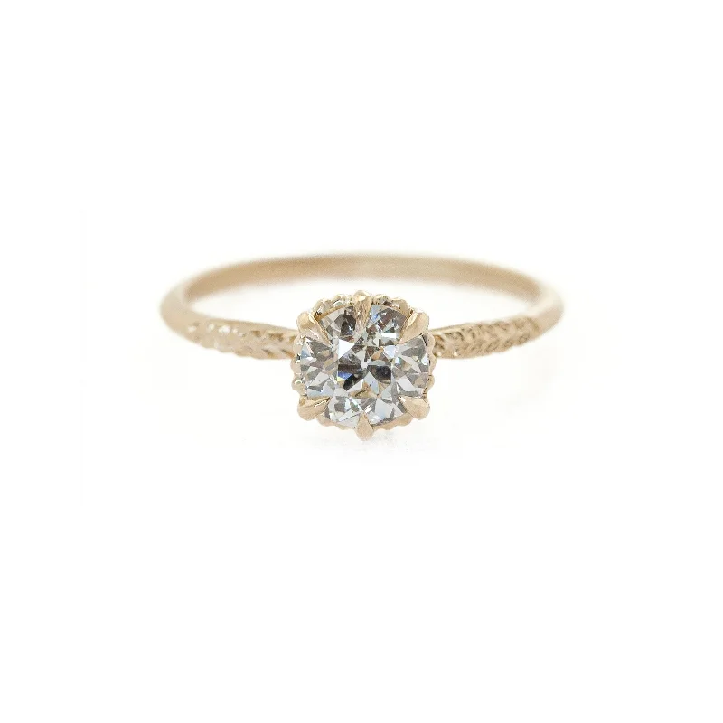 Diamond Rings for Valentine's Day-Evergreen Solitaire Diamond and 18 KT Yellow Gold Ring By Megan Thorne