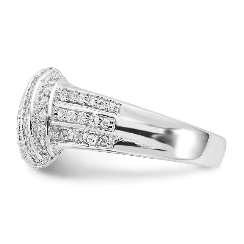 Secure rings with set stones for safety -Curata 925 Sterling Silver CZ Cubic Zirconia Simulated Diamond Pave Ring