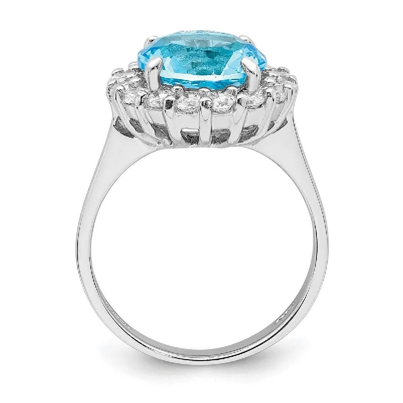 Budget rings under fifteen dollars for easy gifts -Curata 925 Sterling Silver Polished Open back Blue and Clear CZ Cubic Zirconia Simulated Diamond Ring