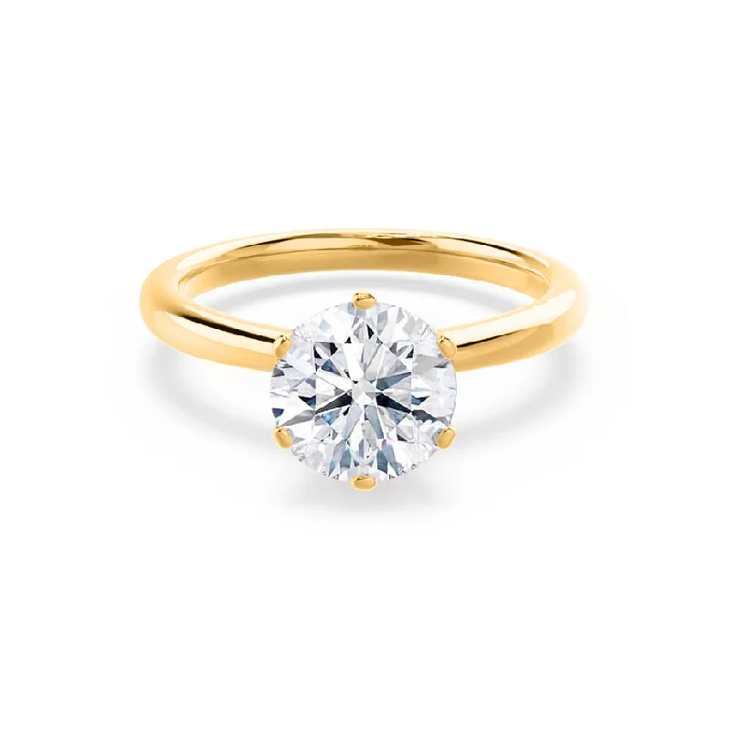 Waterproof Diamond Rings for Everyday Wear-SERENITY - Round Diamond Solitaire 18k Yellow Gold Engagement Ring