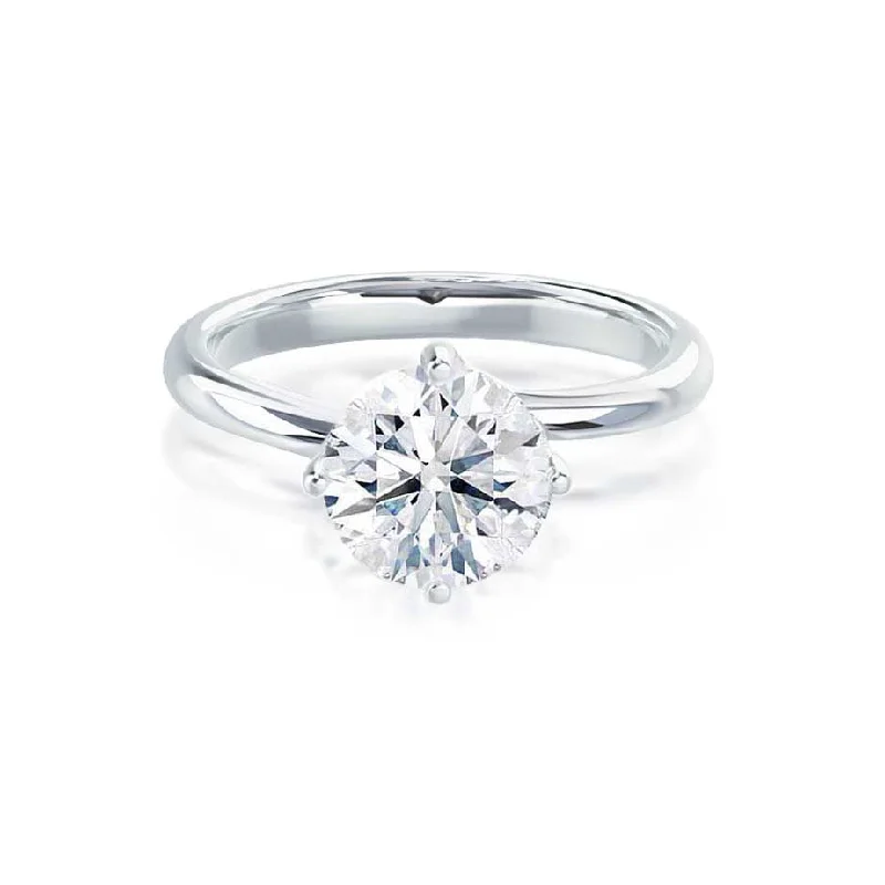 Diamond Rings for Father's Day-ANNORA - Round Diamond Twist Solitaire Platinum 950 Engagement Ring