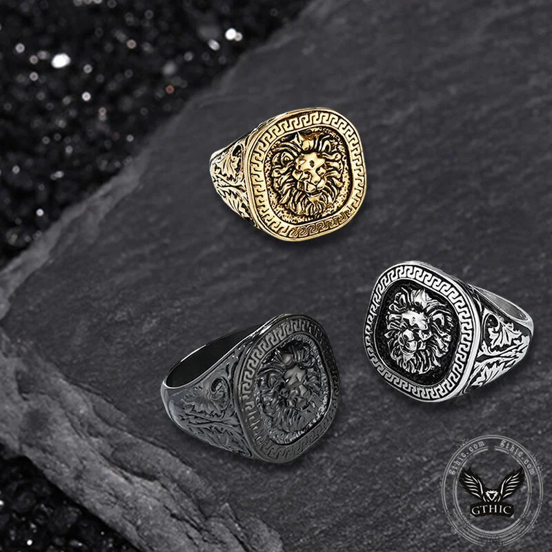 Dual-tone rings with mixed metals for versatility -Domineering Lion Head Stainless Steel Ring