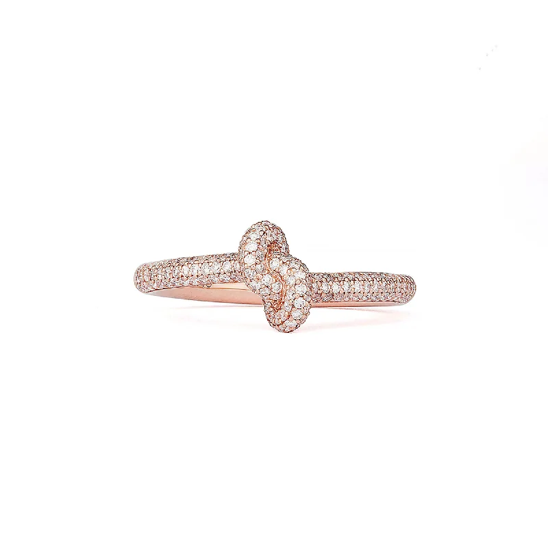 Luxe rings showcasing dazzling oversized stone centers -Legacy Knot Mini (Slim) 18K Rosegold Ring w. Diamonds