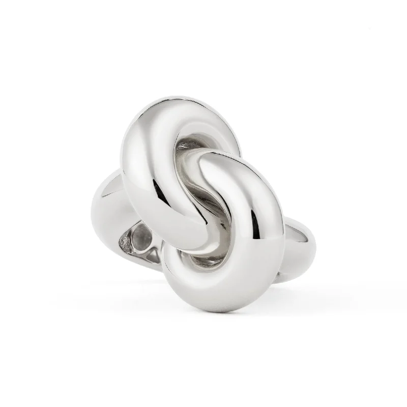 Sharp rings with modern cuts for elegance -Legacy Knot Big (Fat) 18K Whitegold Ring