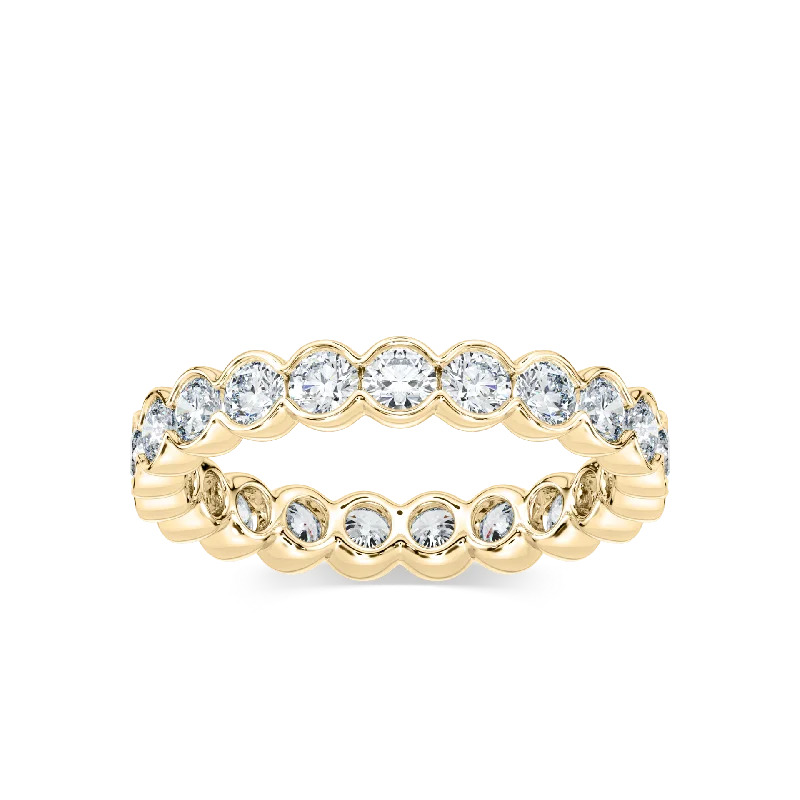 Diamond Rings for Christmas Present-Round Lab Grown Diamond Half Bezel Eternity Band