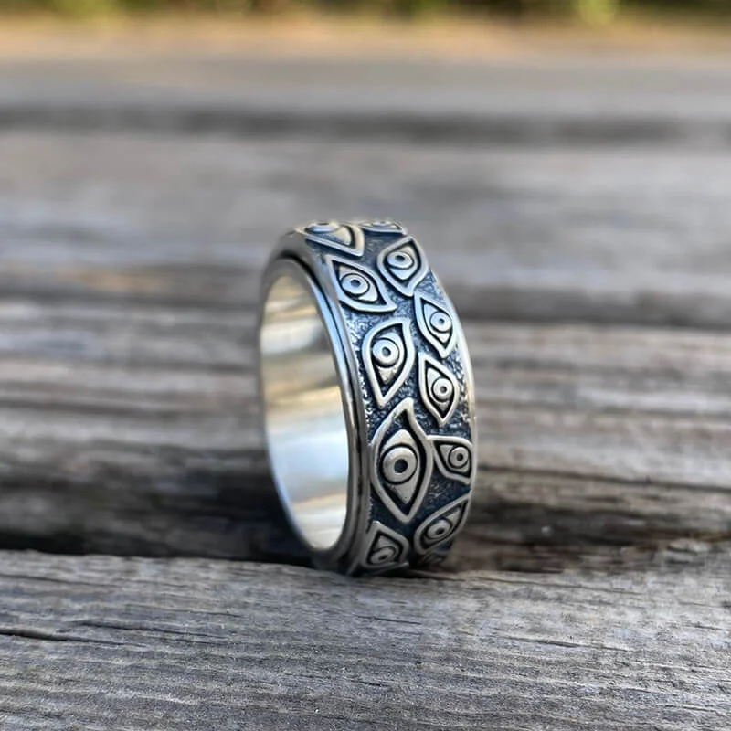 Wild rings with raw gemstone beauty -Eye of Providence Sterling Silver Spinner Ring