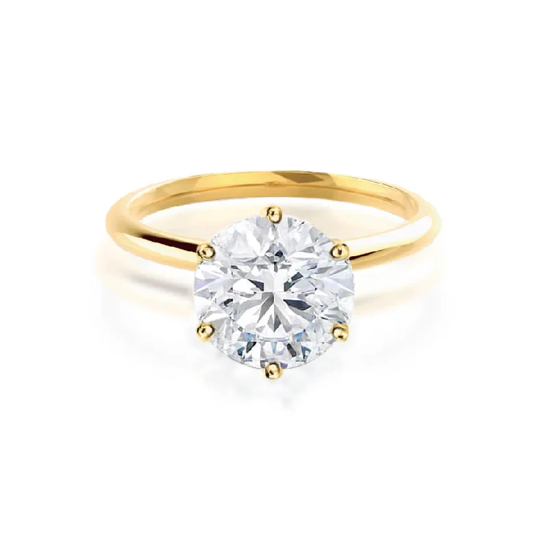 Diamond Rings for Graduation Event-LILLIE - Round Diamond 6 Prong Knife Edge Solitaire 18k Yellow Gold Engagement Ring