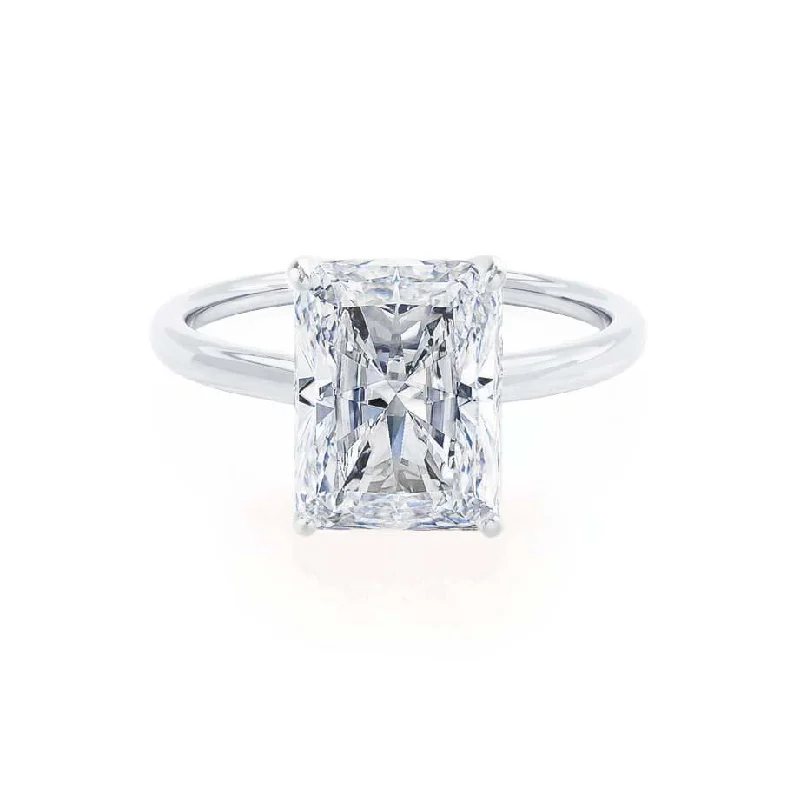 Diamond Rings for Architects' Aesthetics-LULU - Radiant Diamond Petite Solitaire Platinum 950 Engagement Ring